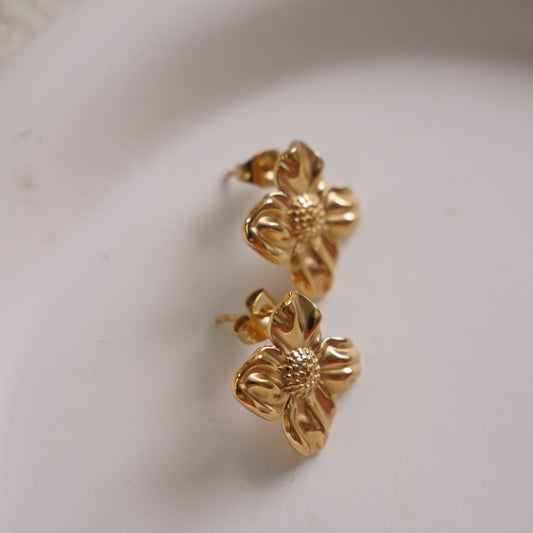 Viola Vintage Plated Flower Earrings