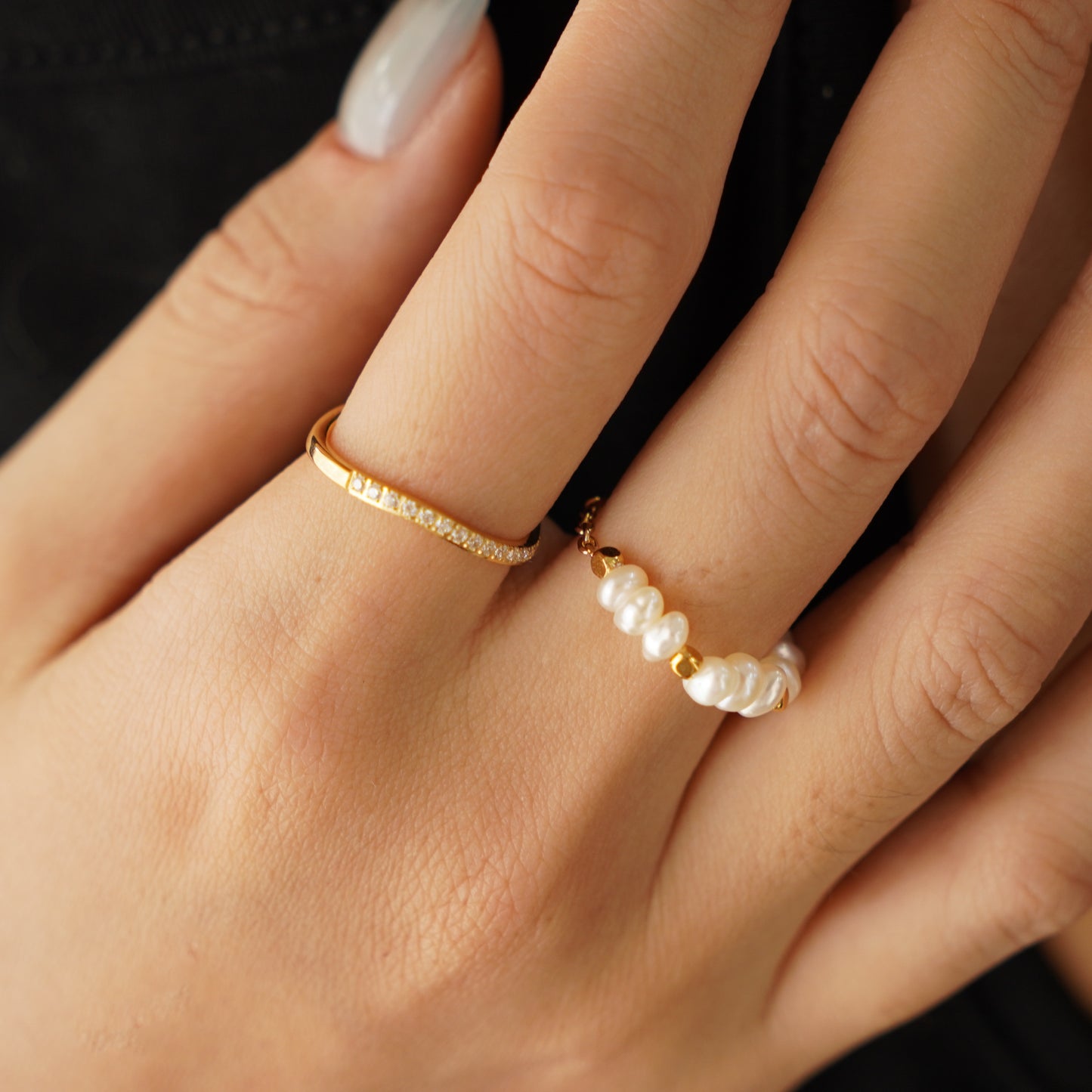 Lin Adjustable Pearl Ring