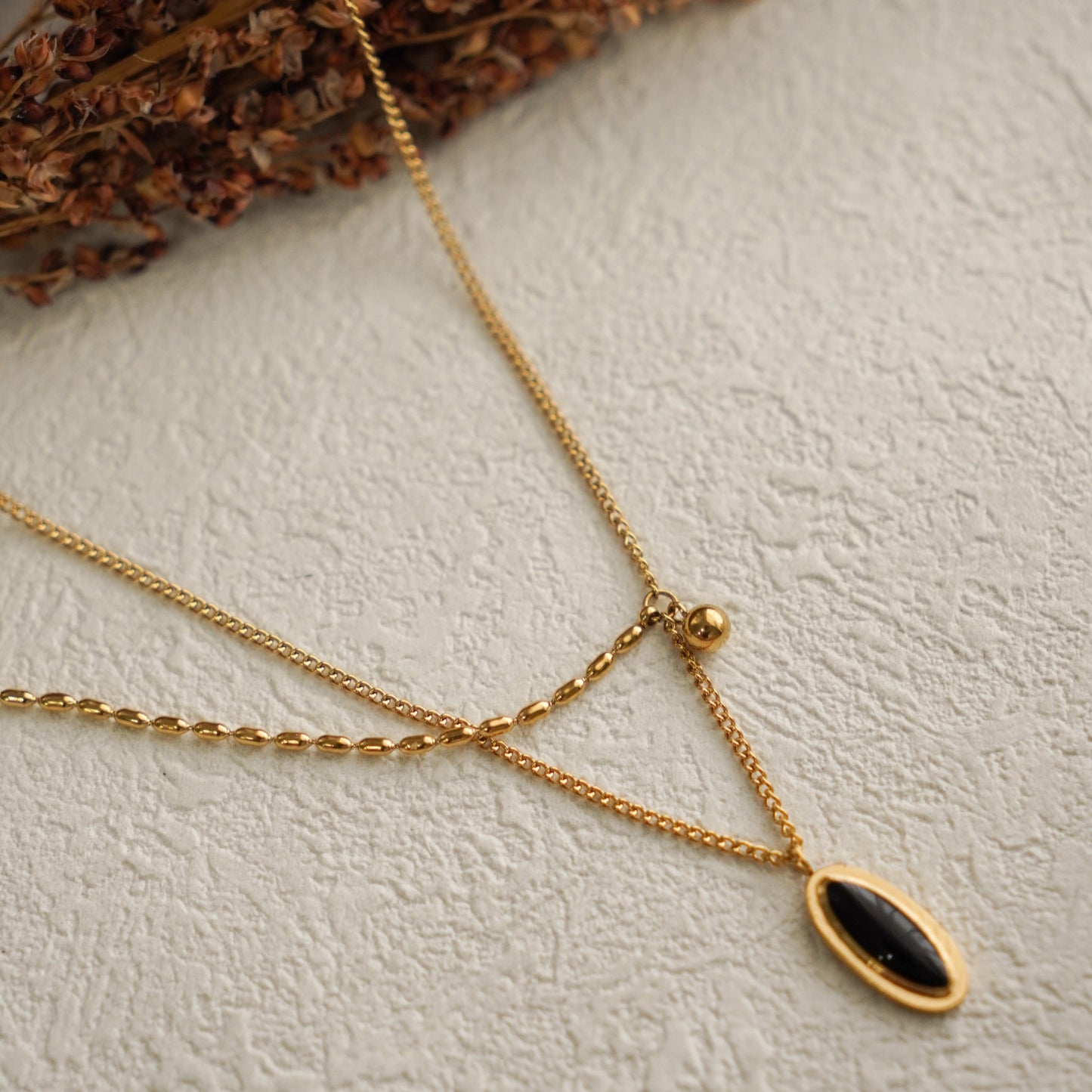 Layered Black Pendant Necklace