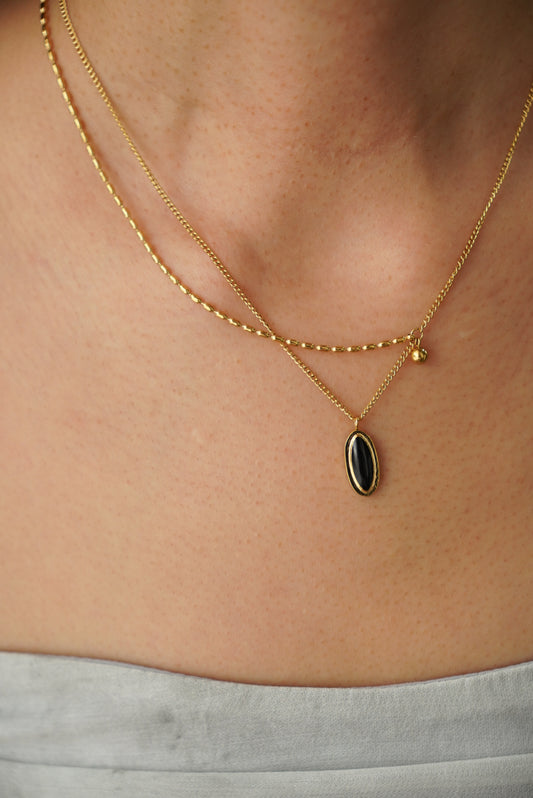 Layered Black Pendant Necklace