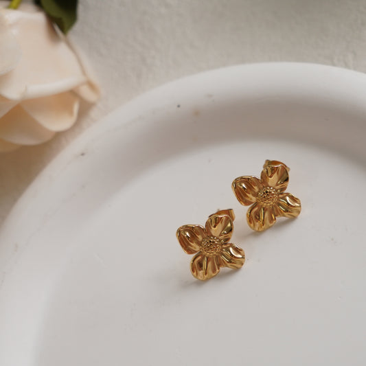 Viola Vintage Plated Flower Earrings