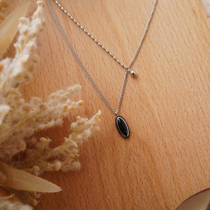 Layered Black Pendant Necklace